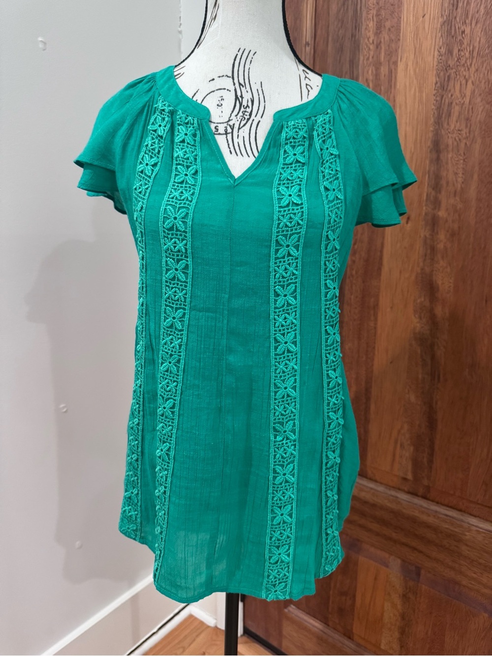 Counterparts Teal Green Embroidered V-Neck Tunic